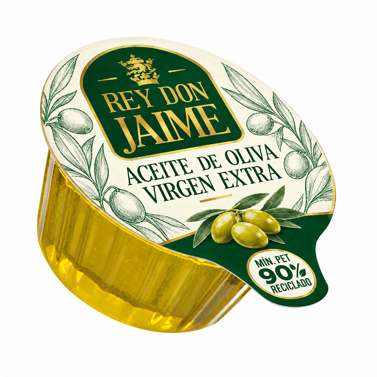 Tarrina monodosis de aceite de oliva virgen extra Rey Don Jaime de 10 ml