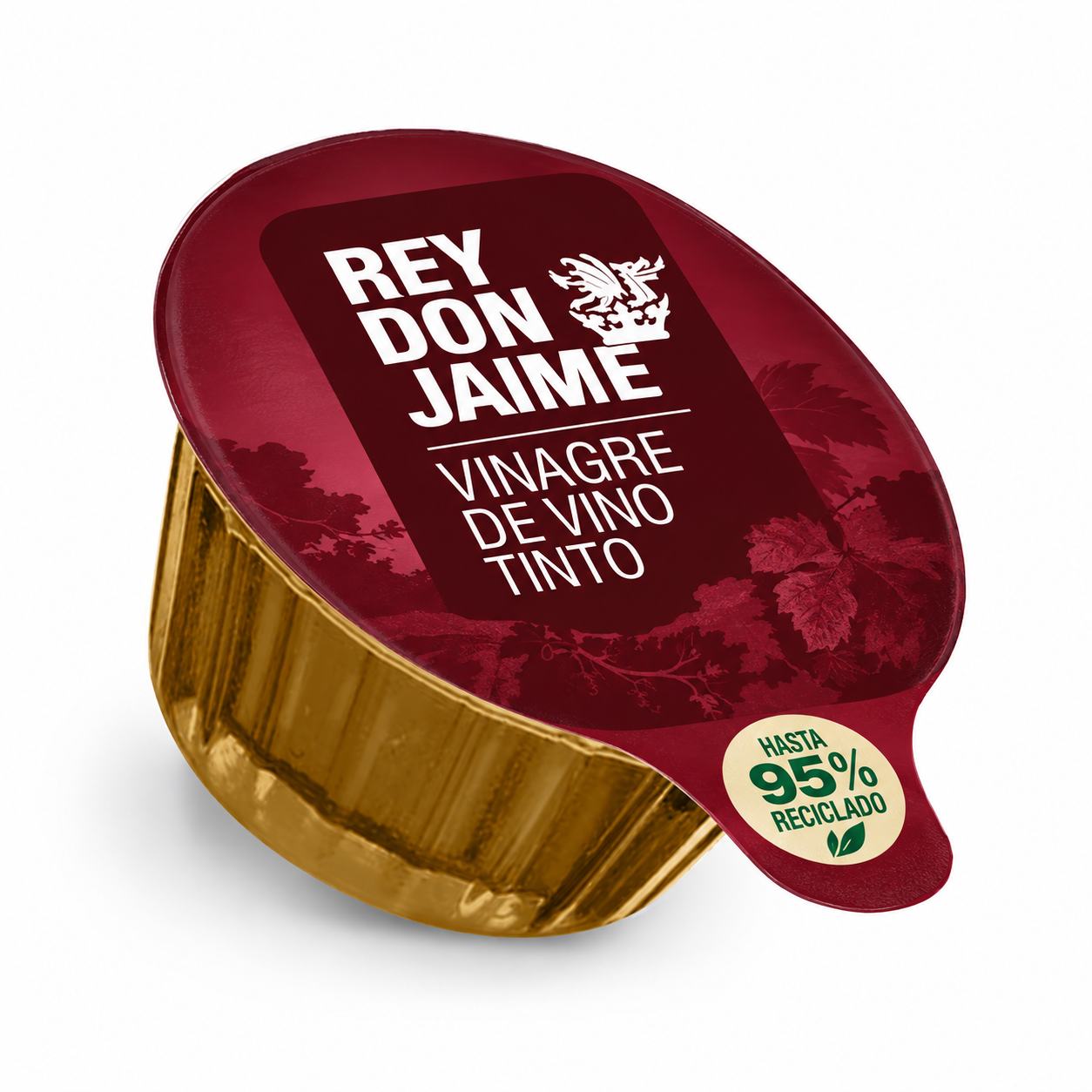 Tarrina monodosis de vinagre de vino tinto Rey Don Jaime de 10 ml