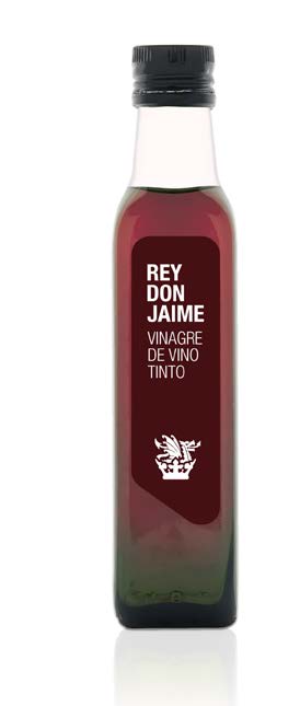 Botella de vinagre de vino tinto Rey Don Jaime de 250 ml en cristal