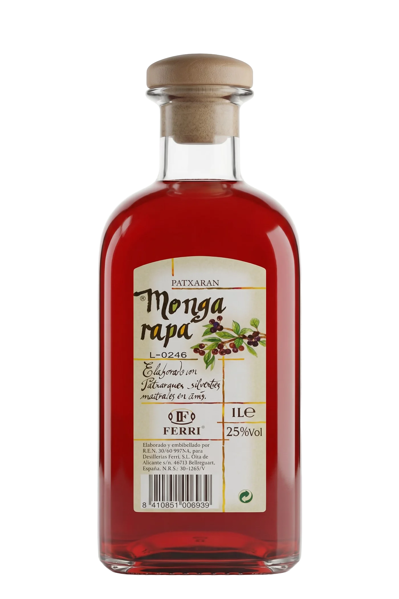 Pacharán Mongarapa 25° 1L (D.o. Navarra)