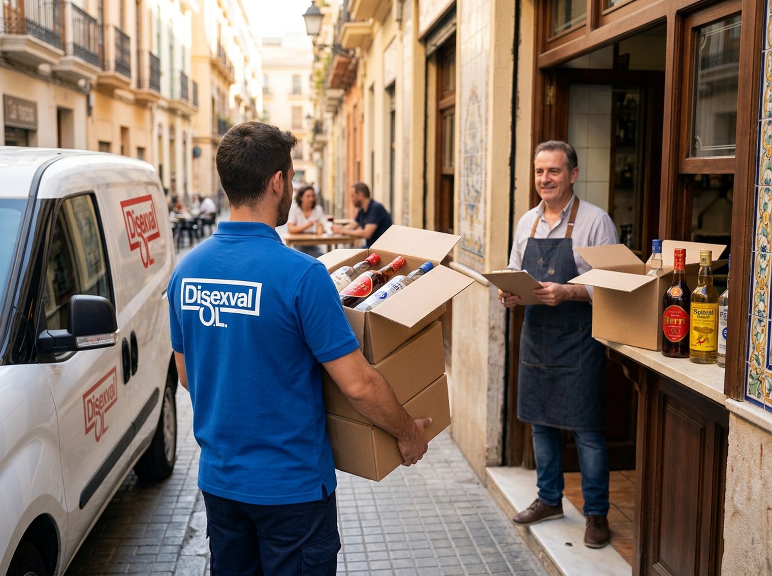 Proveedor HORECA entregando bebidas a un bar de Valencia