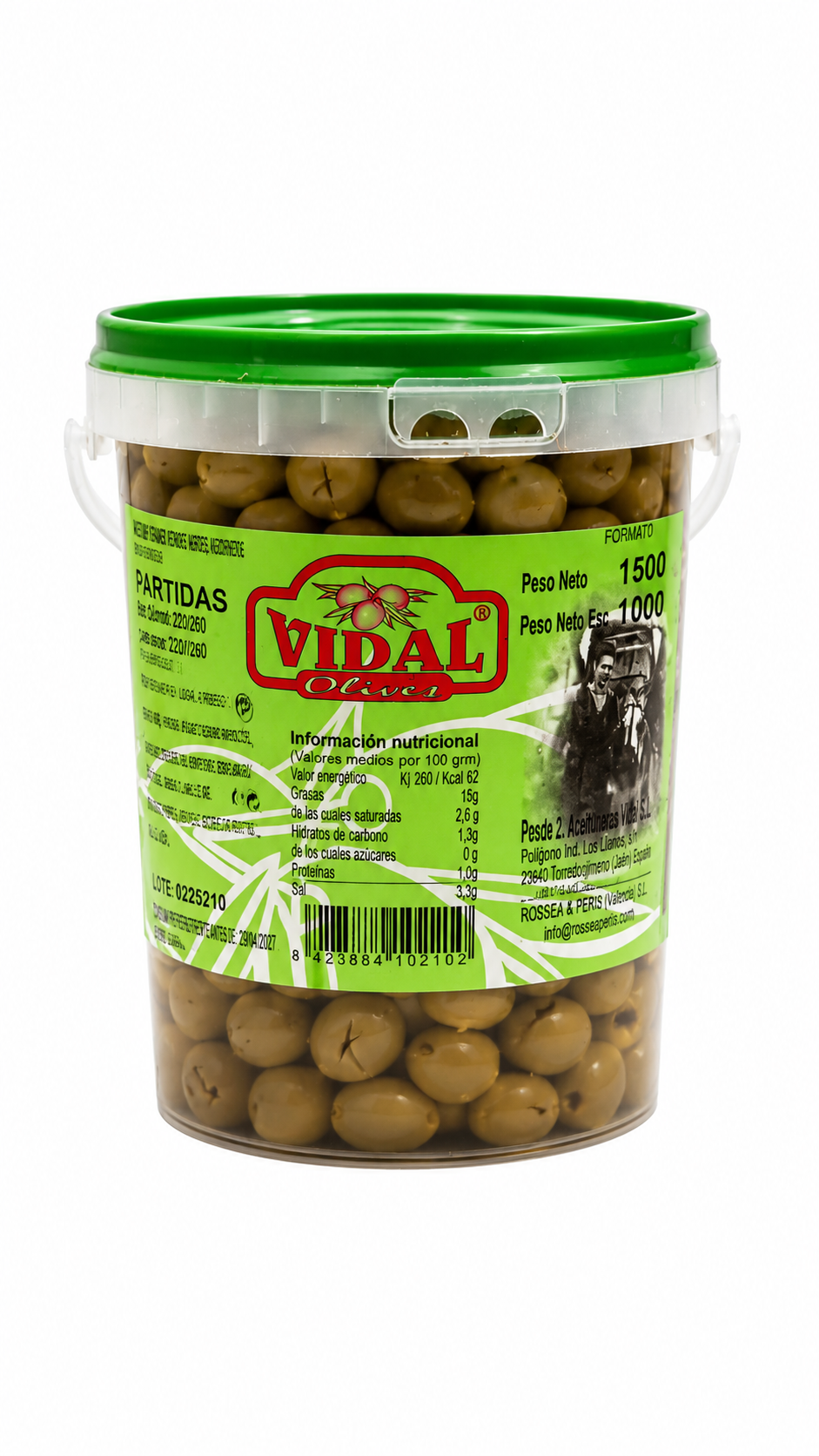 Aceitunas Partidas Vidal 1,0 kg (Peso Escurrido)