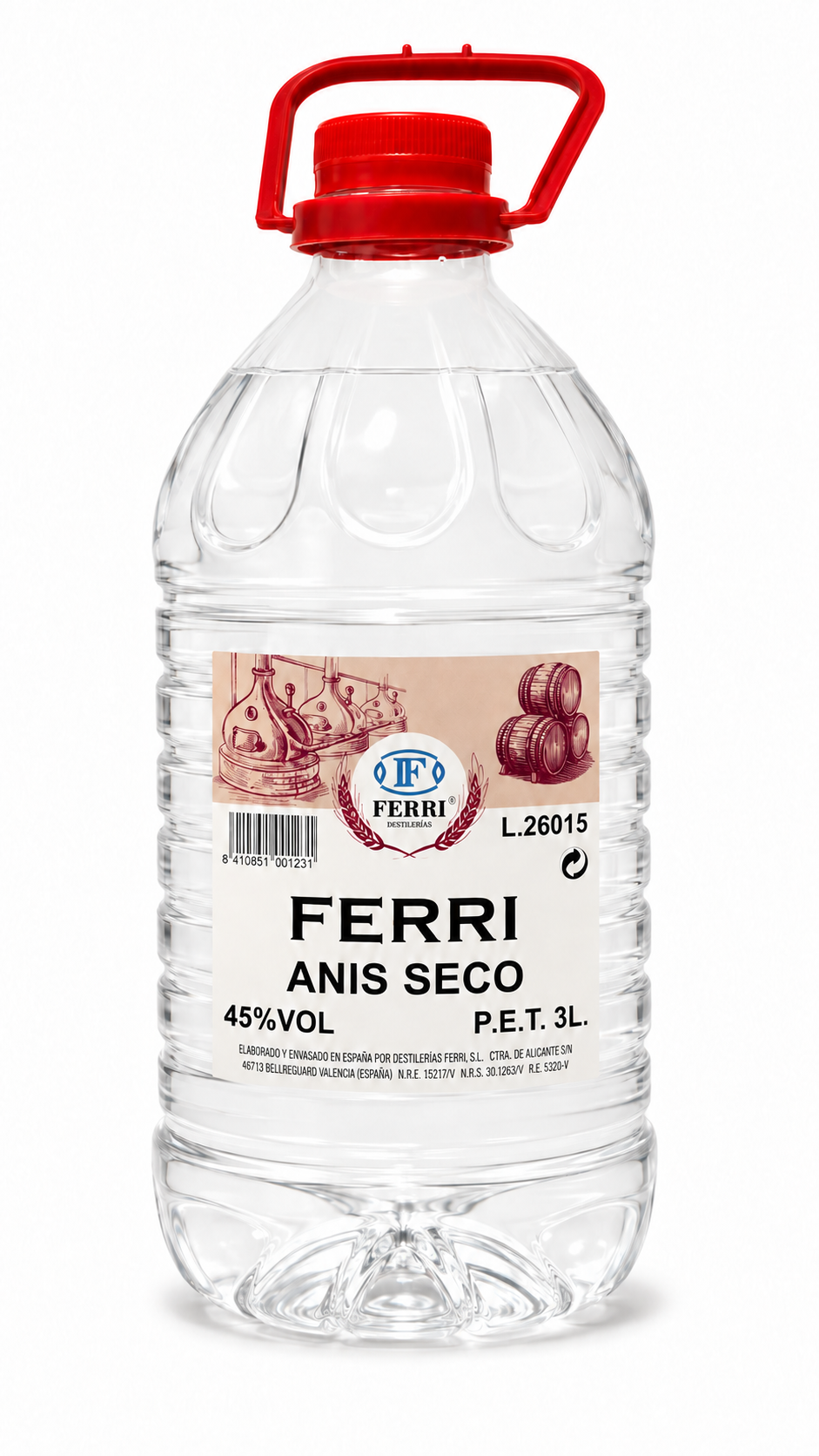 Anís Seco Ferri 45° 3L PET Caçalla en garrafa de 3 litros